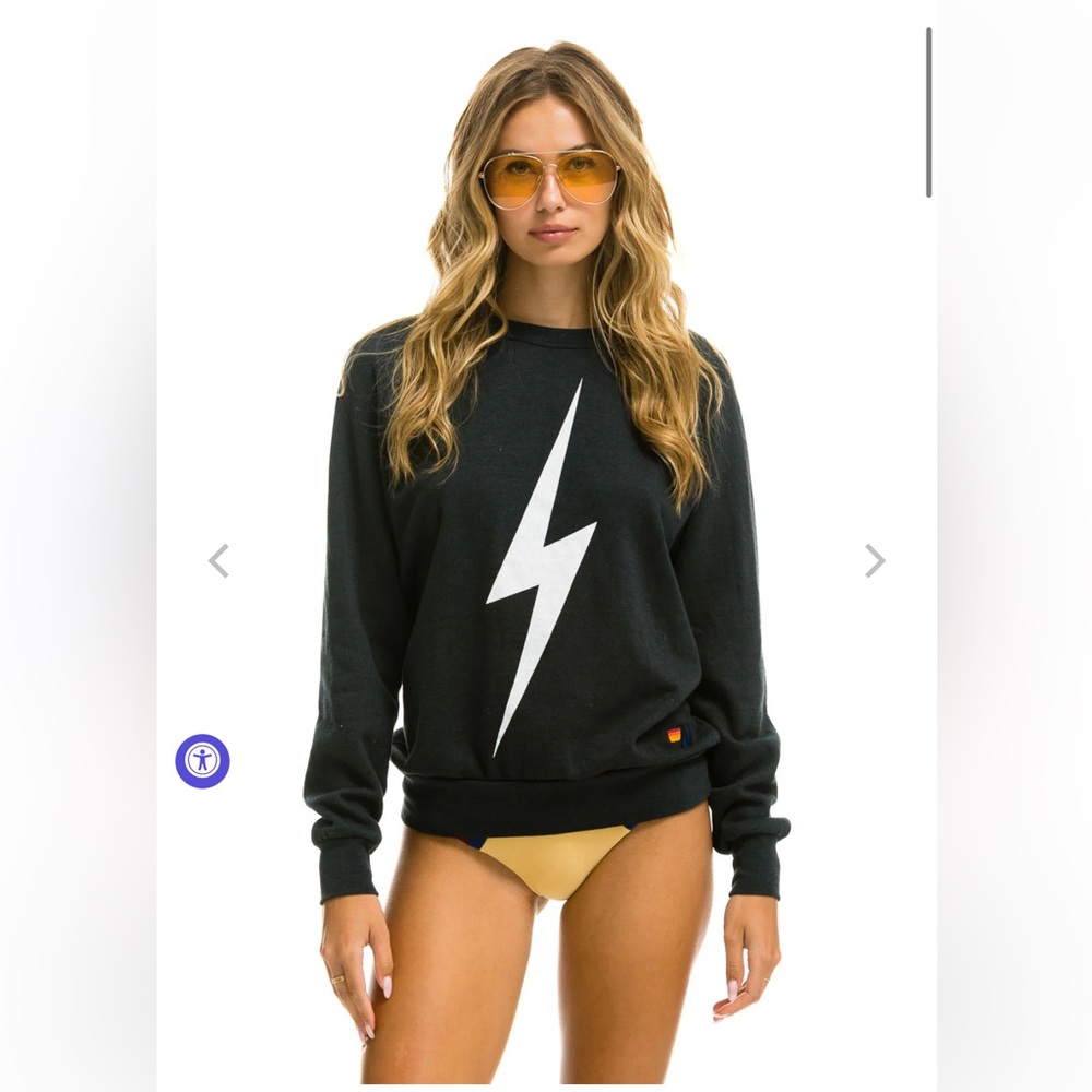 Aviator Nation BOLT CREW SWEATSHIRT - CHARCOAL